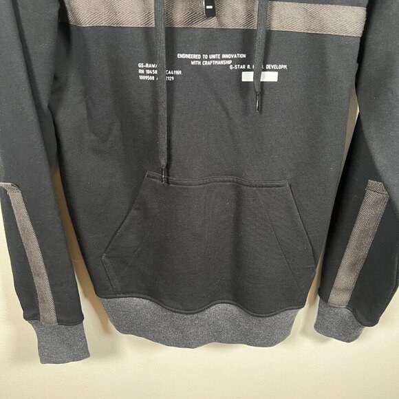 G Star Raw Logo Tape Hooded Sweater Sweatshirt Unisex Size XS Black Hoodie - Picture 8 of 15